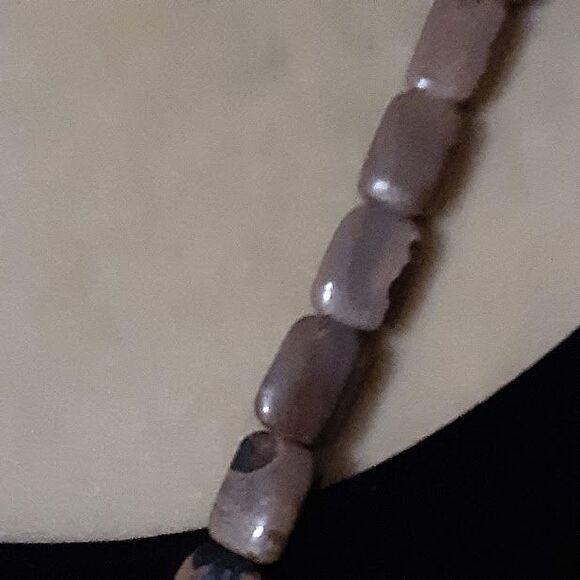 Natural polished stone jasper? beaded necklace 23" no clasp - Picture 5 of 5